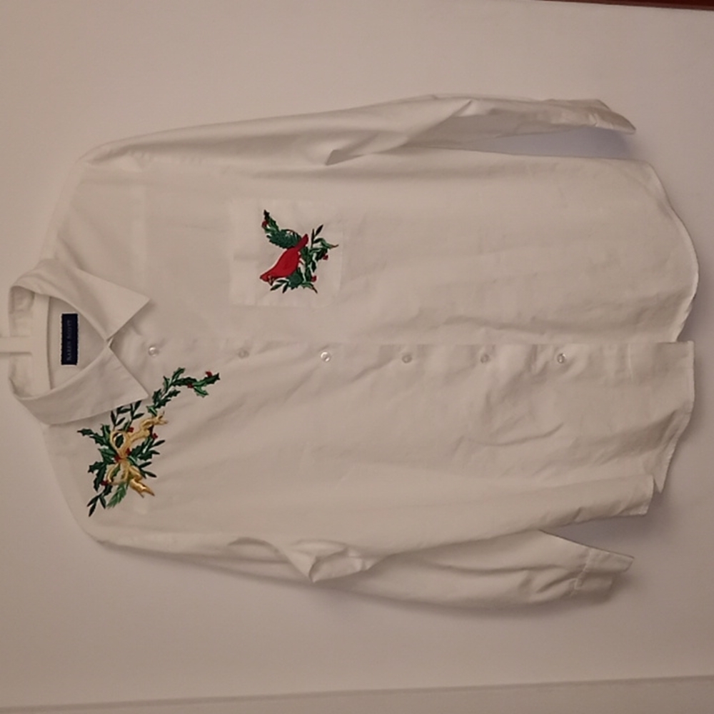 Karen Scott Hoilday Ugly Christmas Sweater Embellished Cardinal Shirt Si…